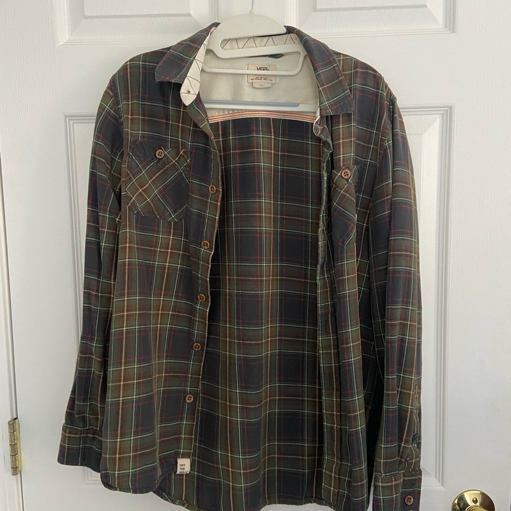Vans Men's Green Plaid Shirt